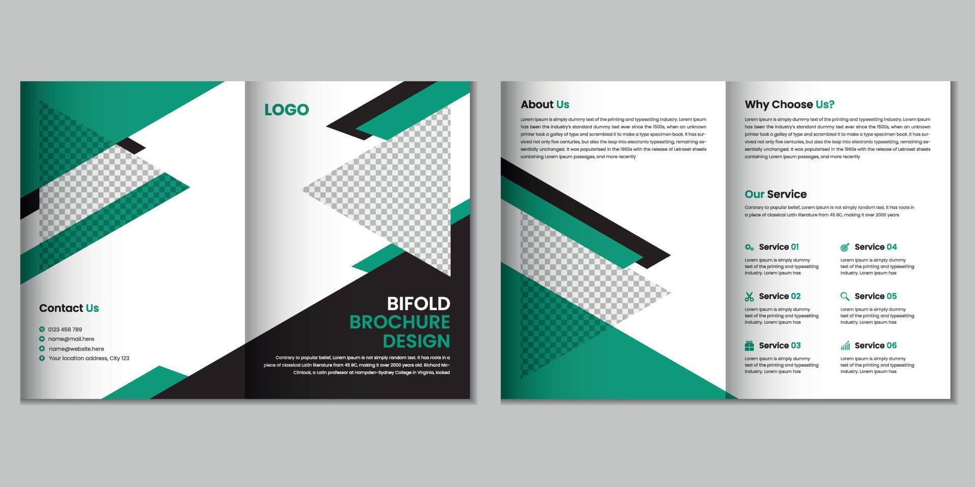 bifold folleto, empresa perfil, volantes, revista, anual informe, portafolio a4 Talla modelo diseño vector