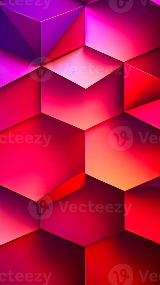 Abstract background consisting of geometric pattern. Gradient color from violet to red. Wide angle format banner photo