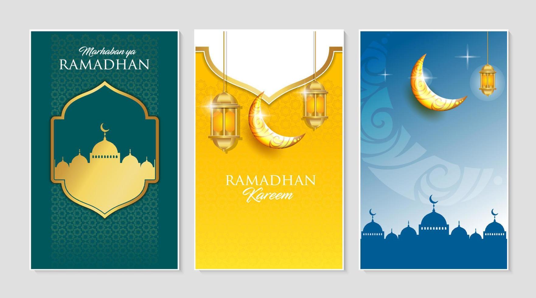 islamic set of background greetings vector