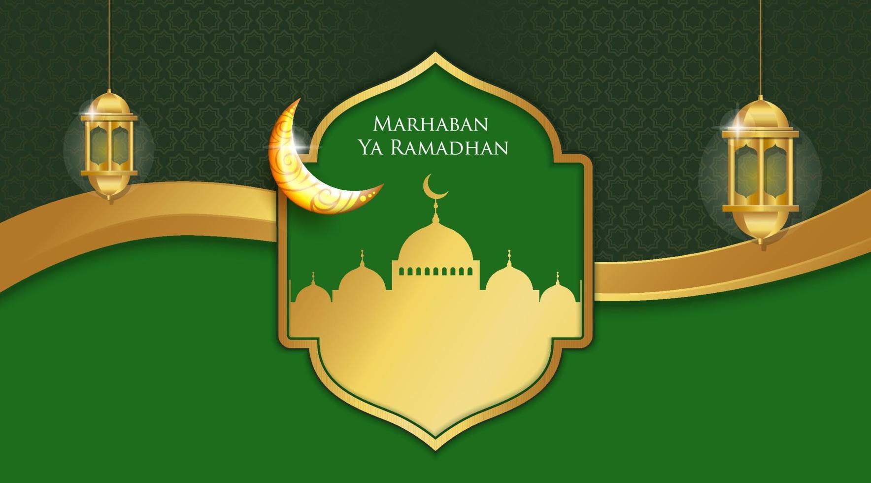 luxury background islamic ramadhan kareem green vector