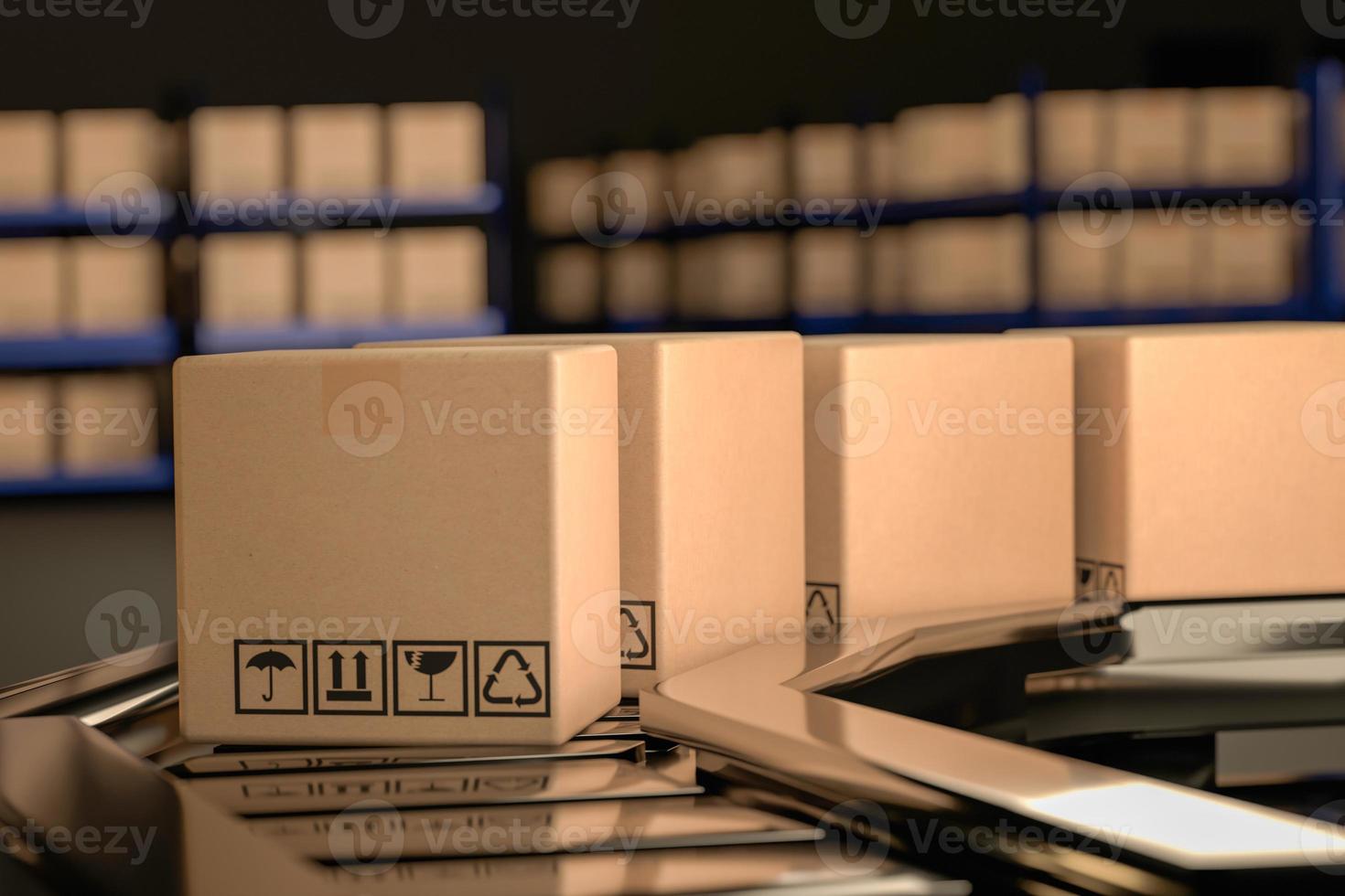 AI manufacture Box product Object for manufacturing industry technology Product export and import of future For Products, food, cosmetics, apparel warehouse mechanical future technology photo