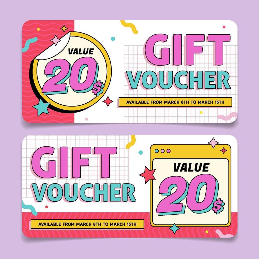 Nineties Style Voucher Design vector