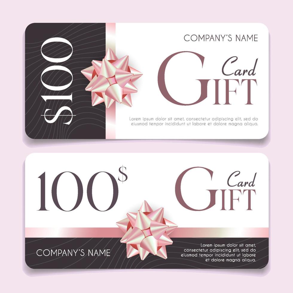 Gift card design with pink bow vector