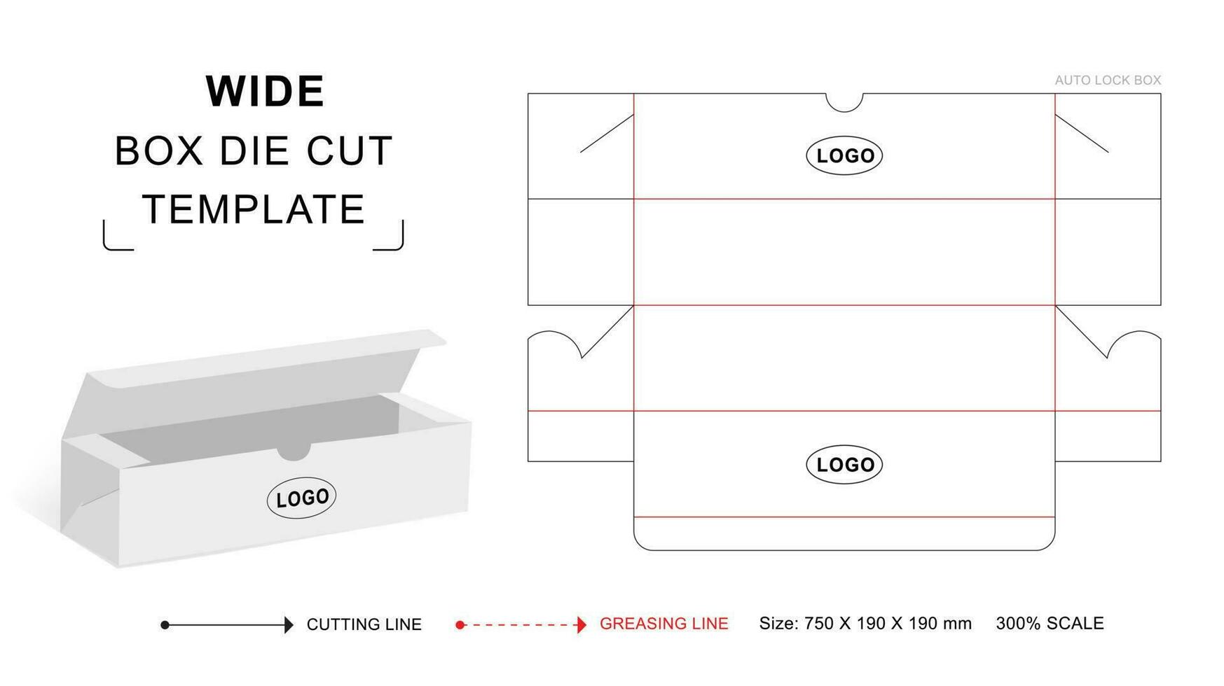 Simple rectangular packaging box die cut template vector