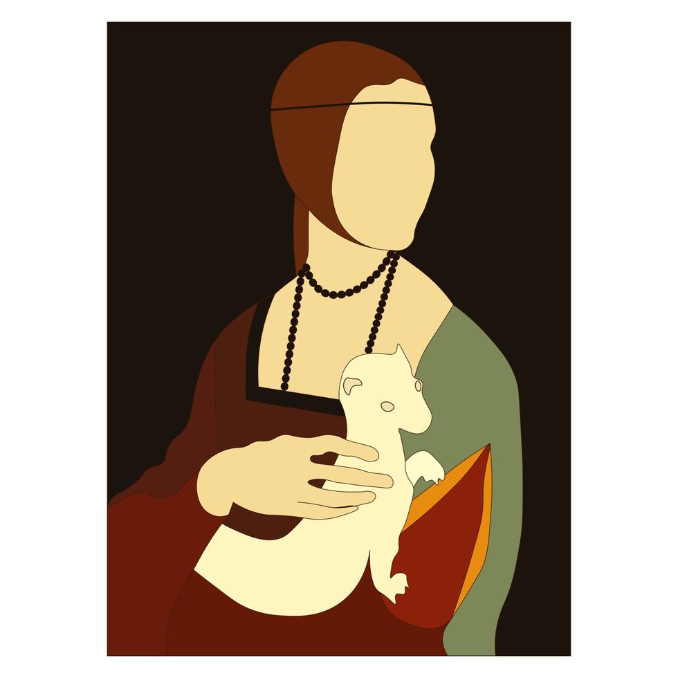 Lady with an Ermine. Vector illustration