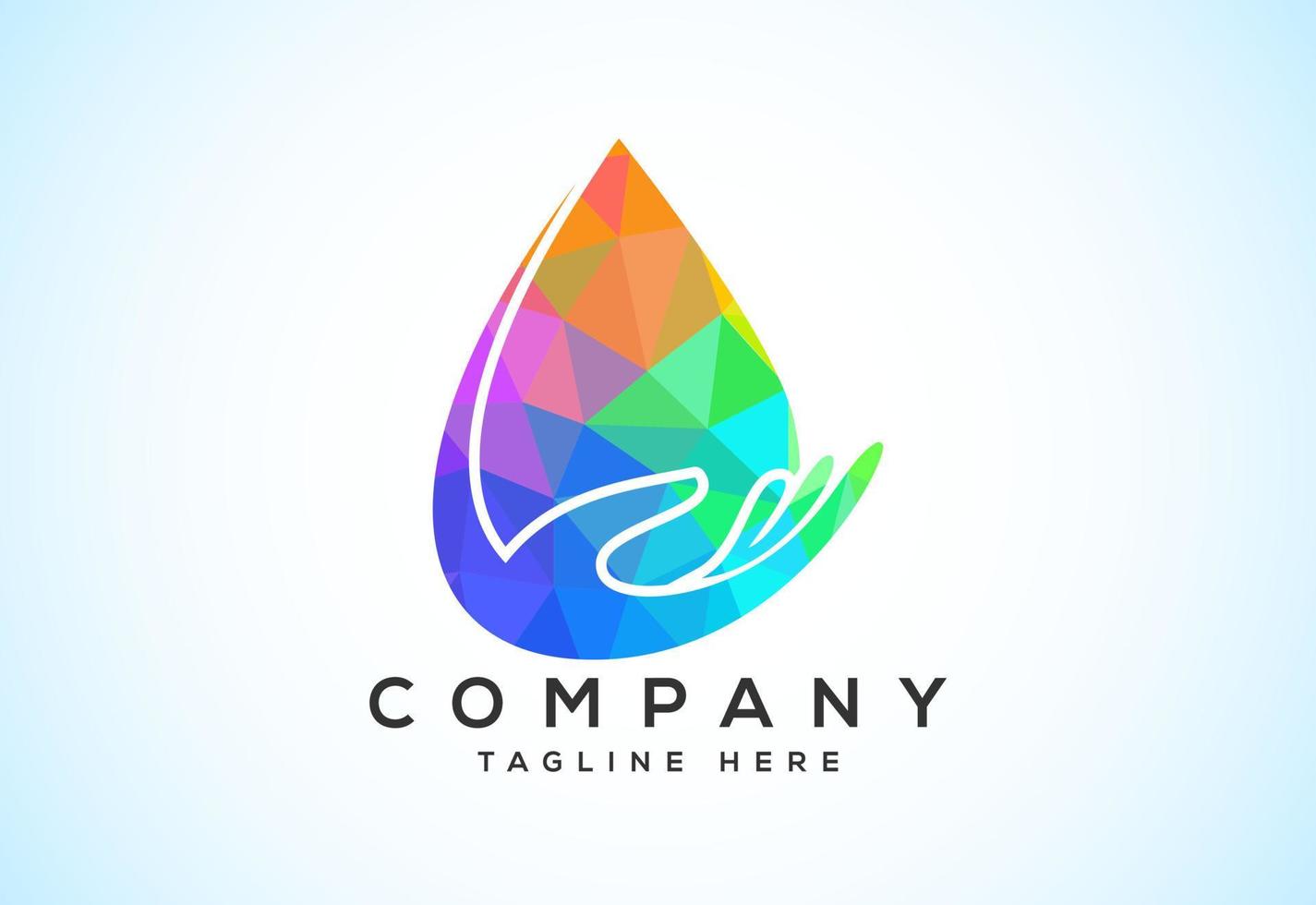 Abstract polygonal water drop logo sign symbol. Low poly water drop Logo. Geometric triangle shapes vector