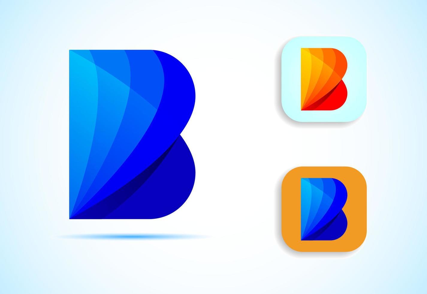 Abstract initial alphabet B logo design. Multi-color gradient letter icon vector illustration.