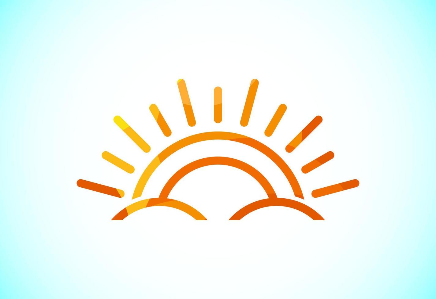 Abstract polygonal sun logo design, Solar sunburst icon. Geometric triangle shapes vector