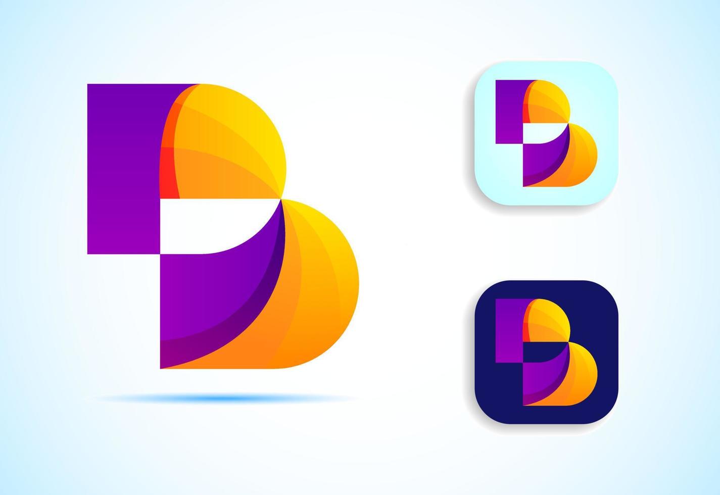 Abstract initial alphabet B logo design. Multi-color gradient letter icon vector illustration.