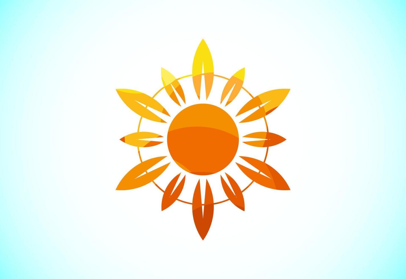 Abstract polygonal sun logo design, Solar sunburst icon. Geometric triangle shapes vector