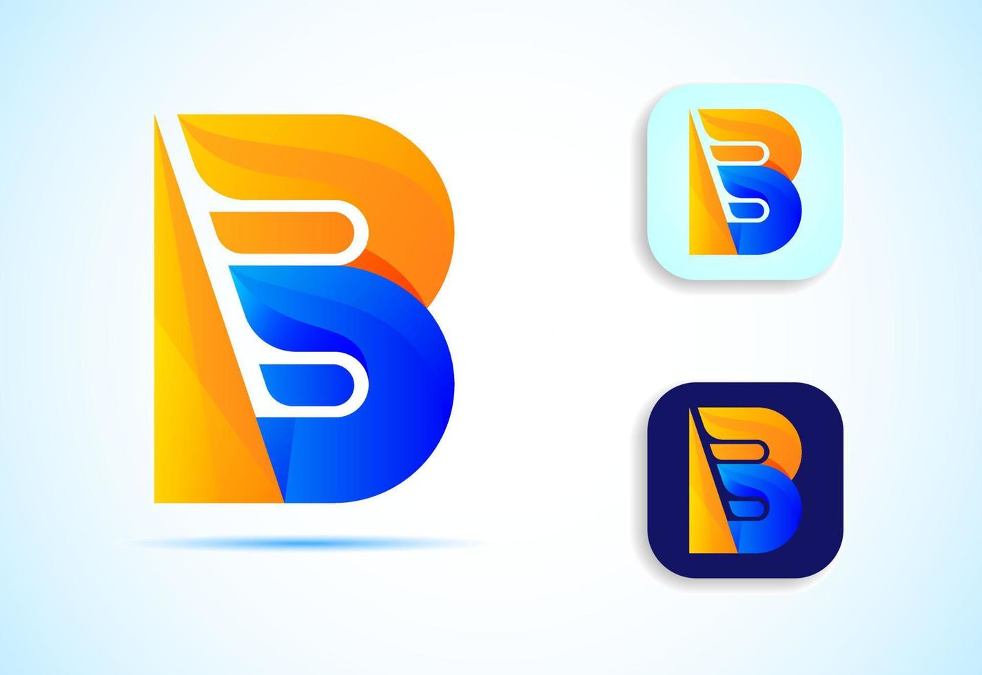 Abstract initial alphabet B logo design. Multi-color gradient letter icon vector illustration.