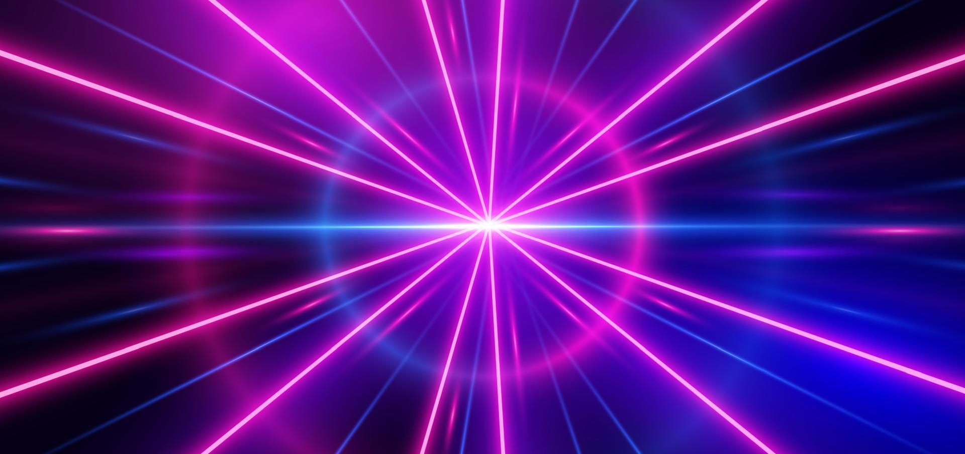 Abstract technology futuristic glowing neon blue and pink light lines with speed motion movingon dark blue background. vector