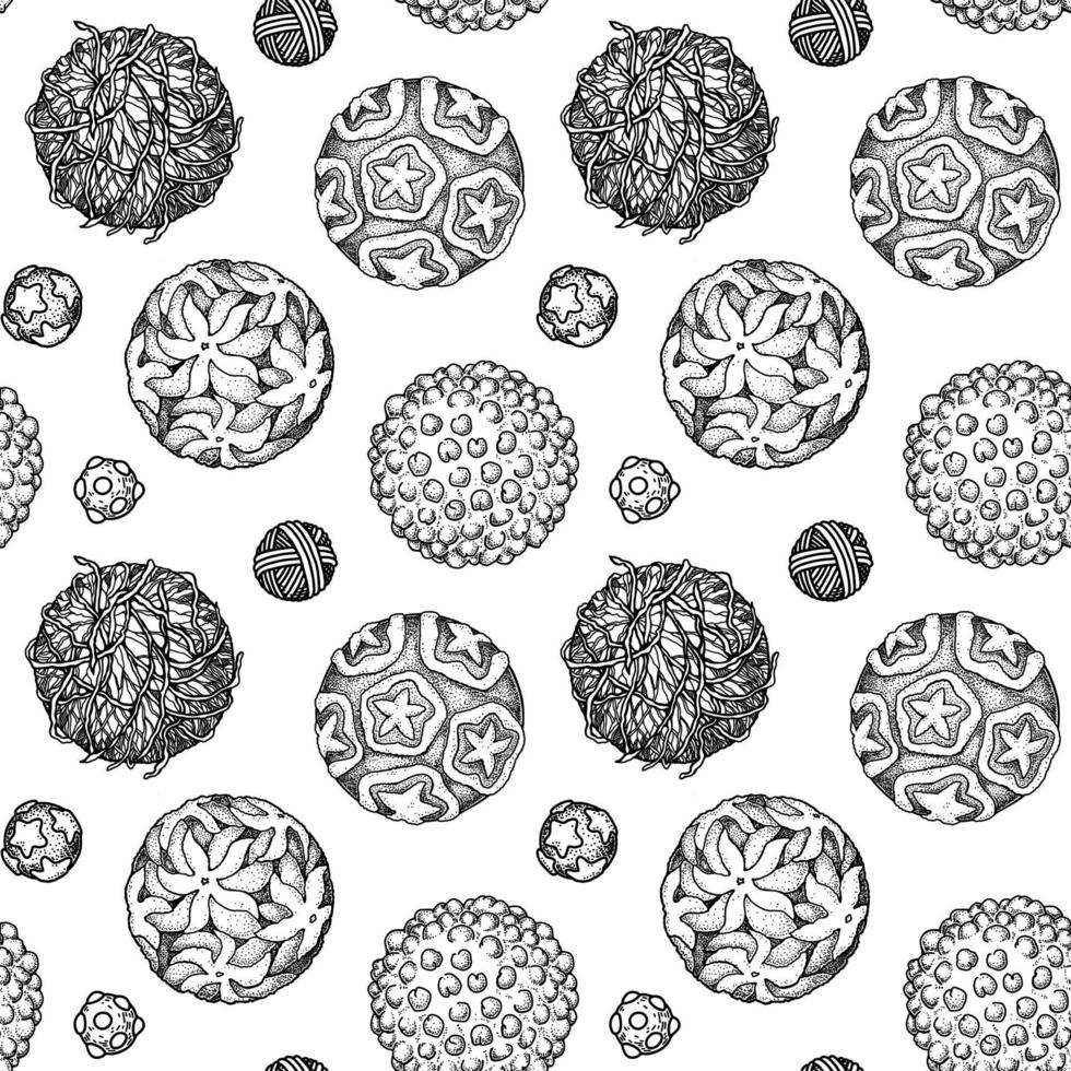 Viruses seamless patten. Scientific hand drawn vector illustration in sketch style. Microscopic microorganisms