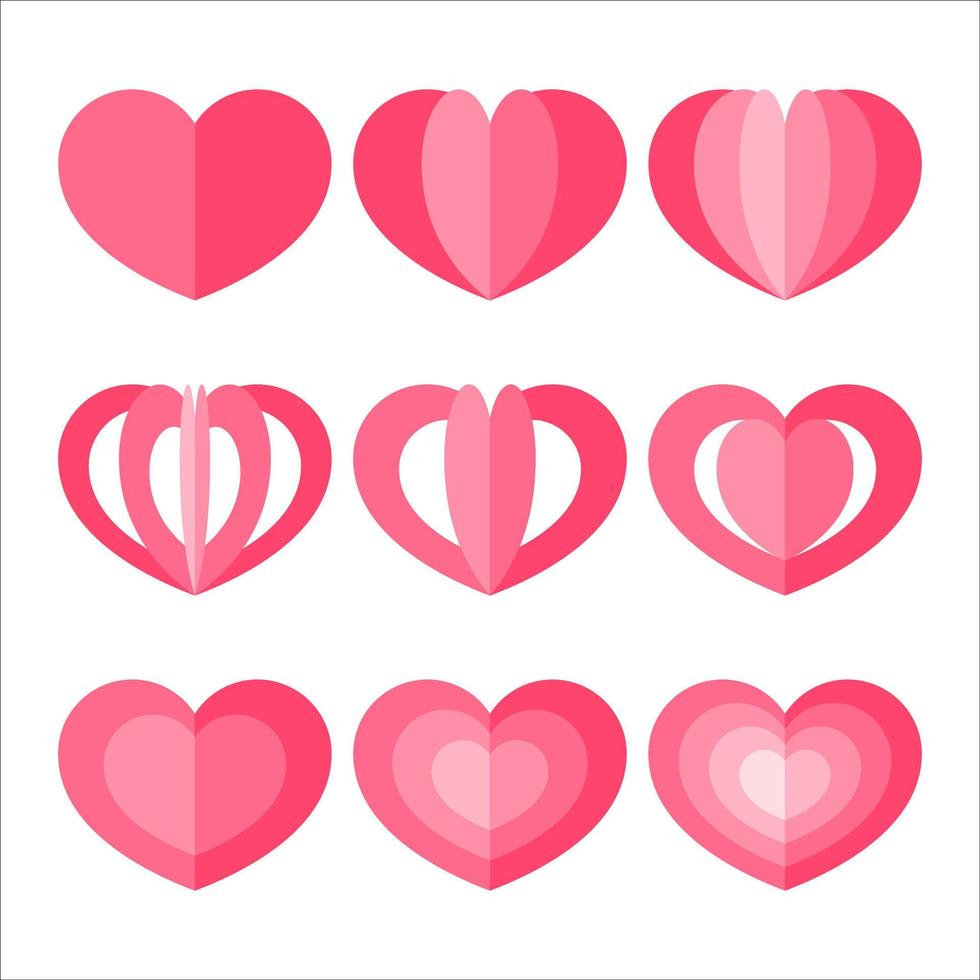 Set of Heart Shape with paper style vector collection