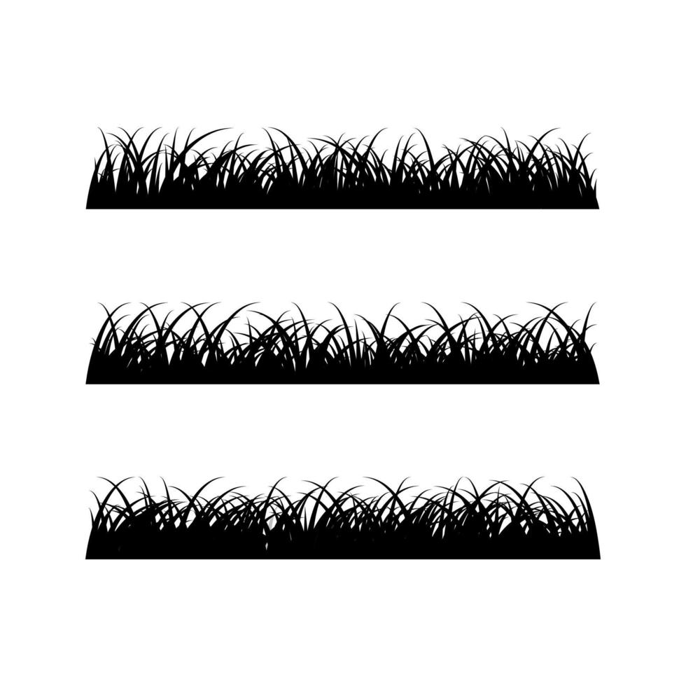 set of silhouette grass vector collection