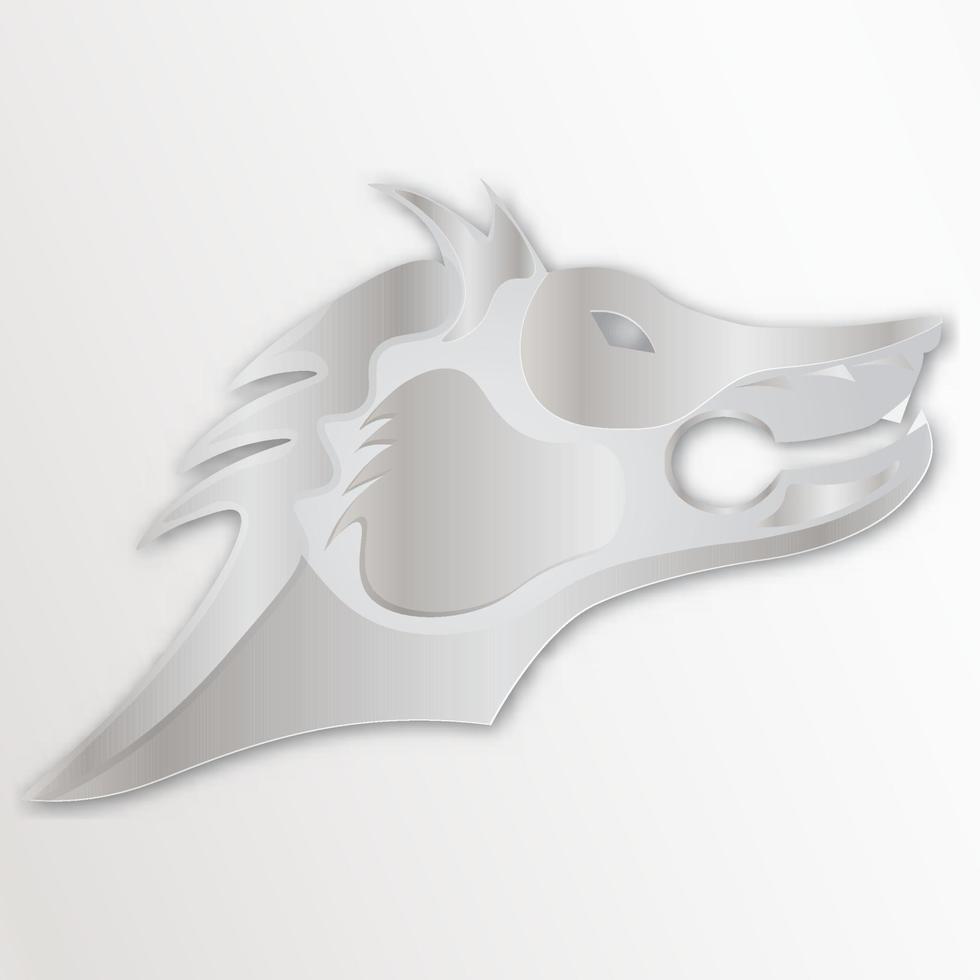 diseño cabeza de agresivo lobo en plata color vector