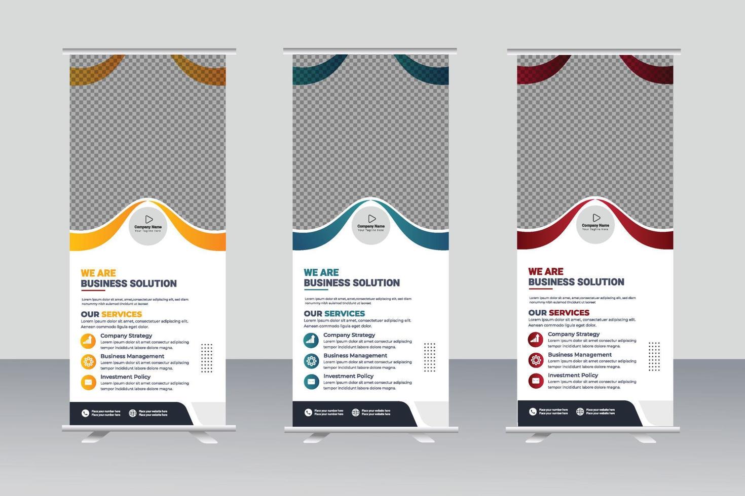 Vector corporate roll up banner design or business products template