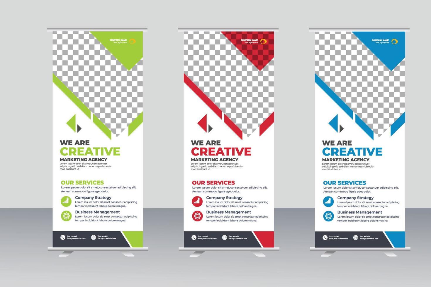 Vector corporate roll up banner design or business products template