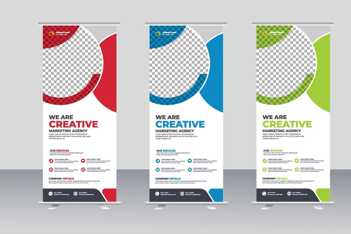 Vector corporate roll up banner design or business products template