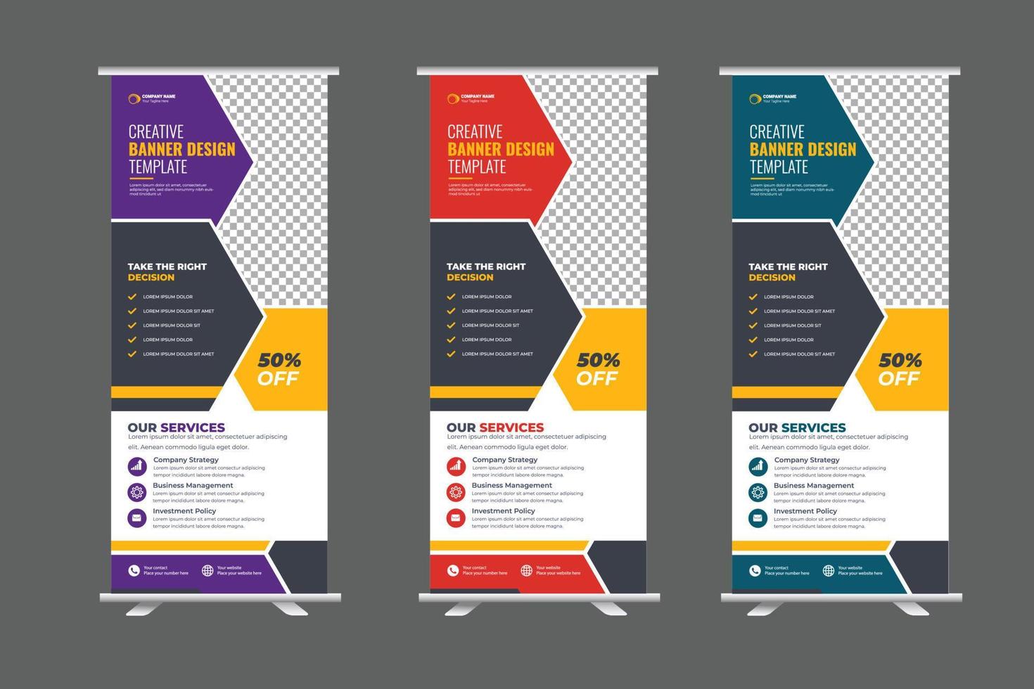 Vector corporate roll up banner design or business products template