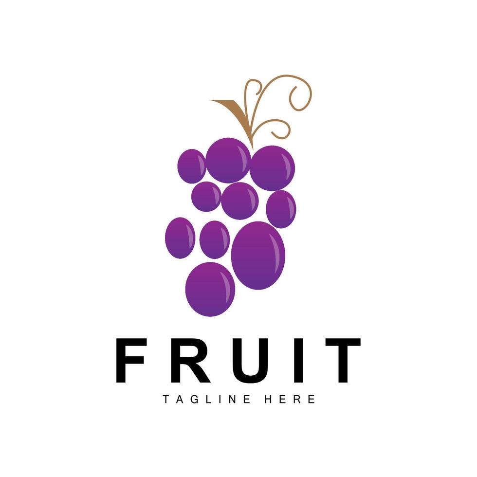 Grape Logo, Farm Fruit Vector, Fresh Purple Fruit Design, Grape Product Icon, Fruit Shop vector