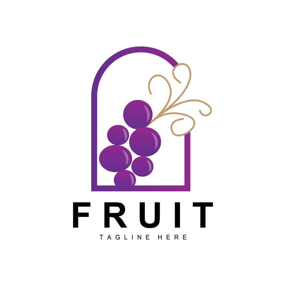 Grape Logo, Farm Fruit Vector, Fresh Purple Fruit Design, Grape Product Icon, Fruit Shop vector