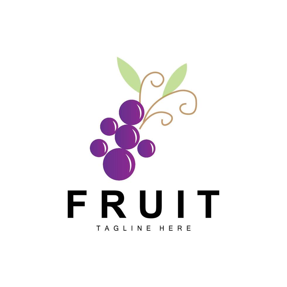 Grape Logo, Farm Fruit Vector, Fresh Purple Fruit Design, Grape Product Icon, Fruit Shop vector