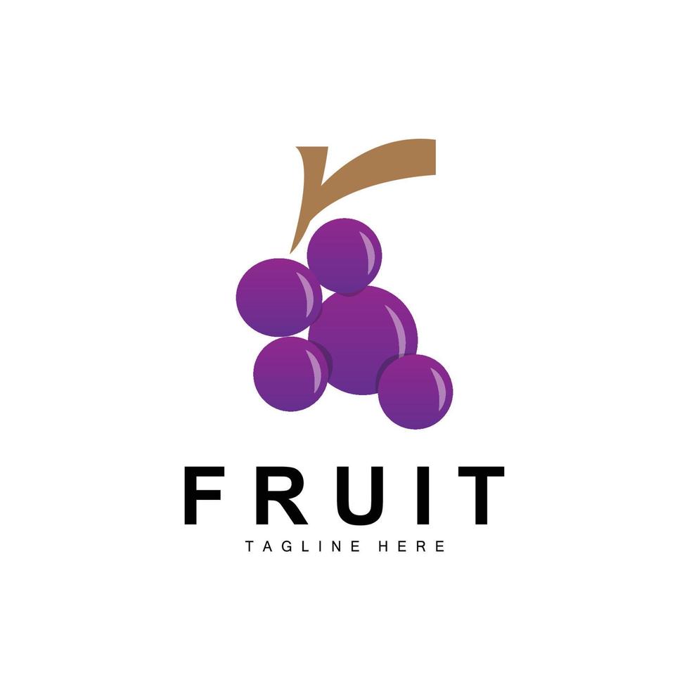 Grape Logo, Farm Fruit Vector, Fresh Purple Fruit Design, Grape Product Icon, Fruit Shop vector