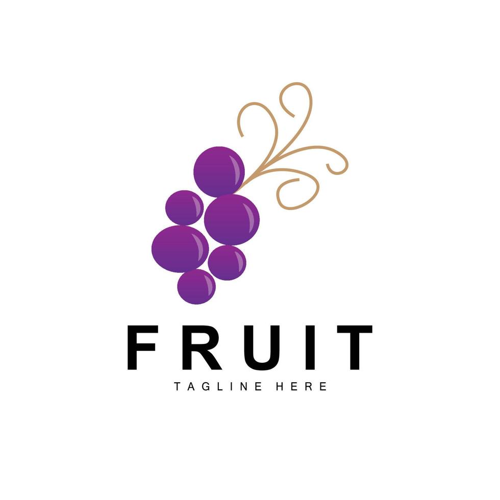 Grape Logo, Farm Fruit Vector, Fresh Purple Fruit Design, Grape Product Icon, Fruit Shop vector