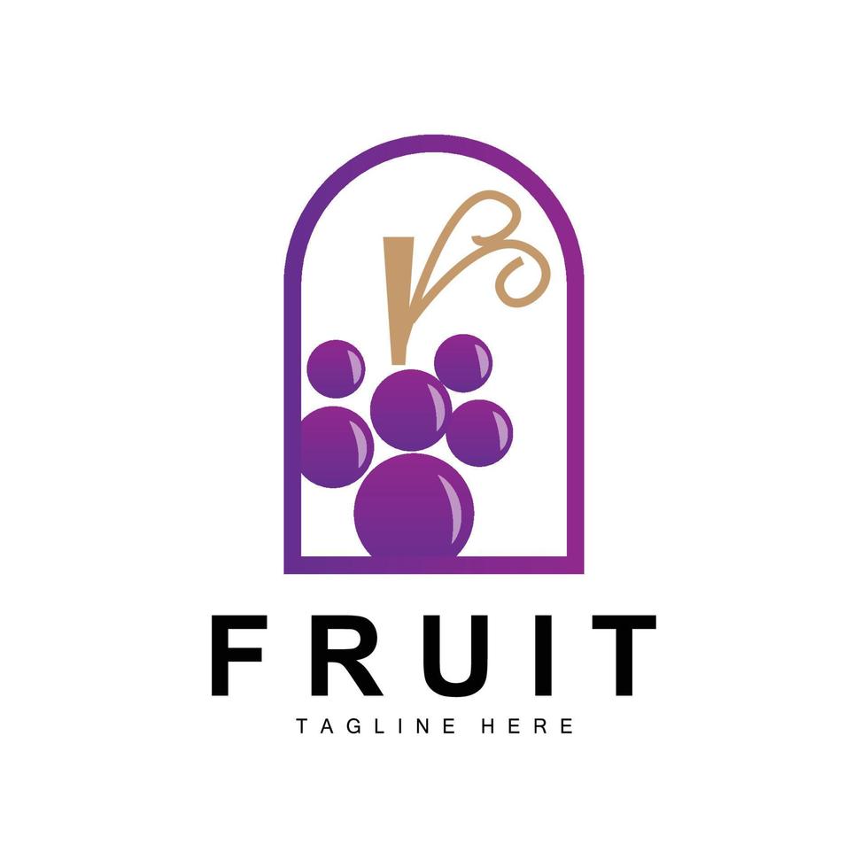 Grape Logo, Farm Fruit Vector, Fresh Purple Fruit Design, Grape Product Icon, Fruit Shop vector