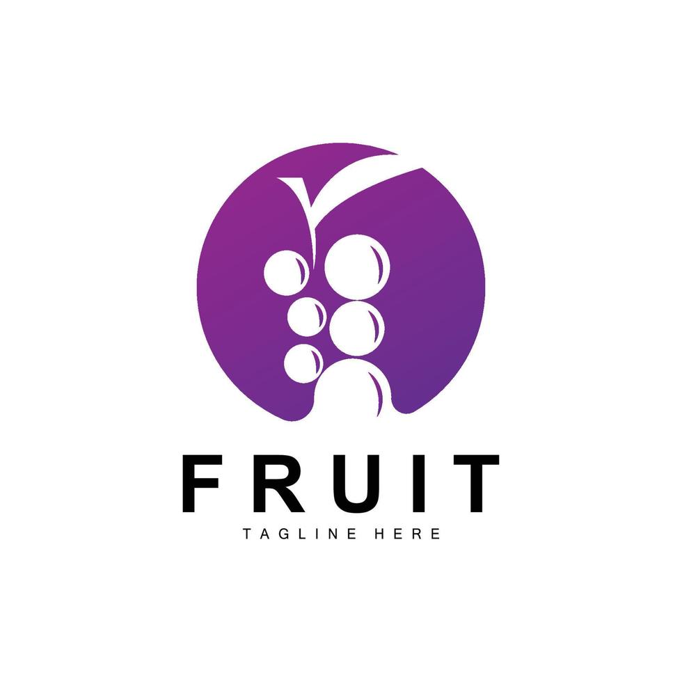 Grape Logo, Farm Fruit Vector, Fresh Purple Fruit Design, Grape Product Icon, Fruit Shop vector