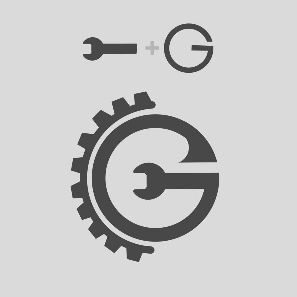 wrench monogram logo, combination with the letter G, very suitable for automotive company logos, vector