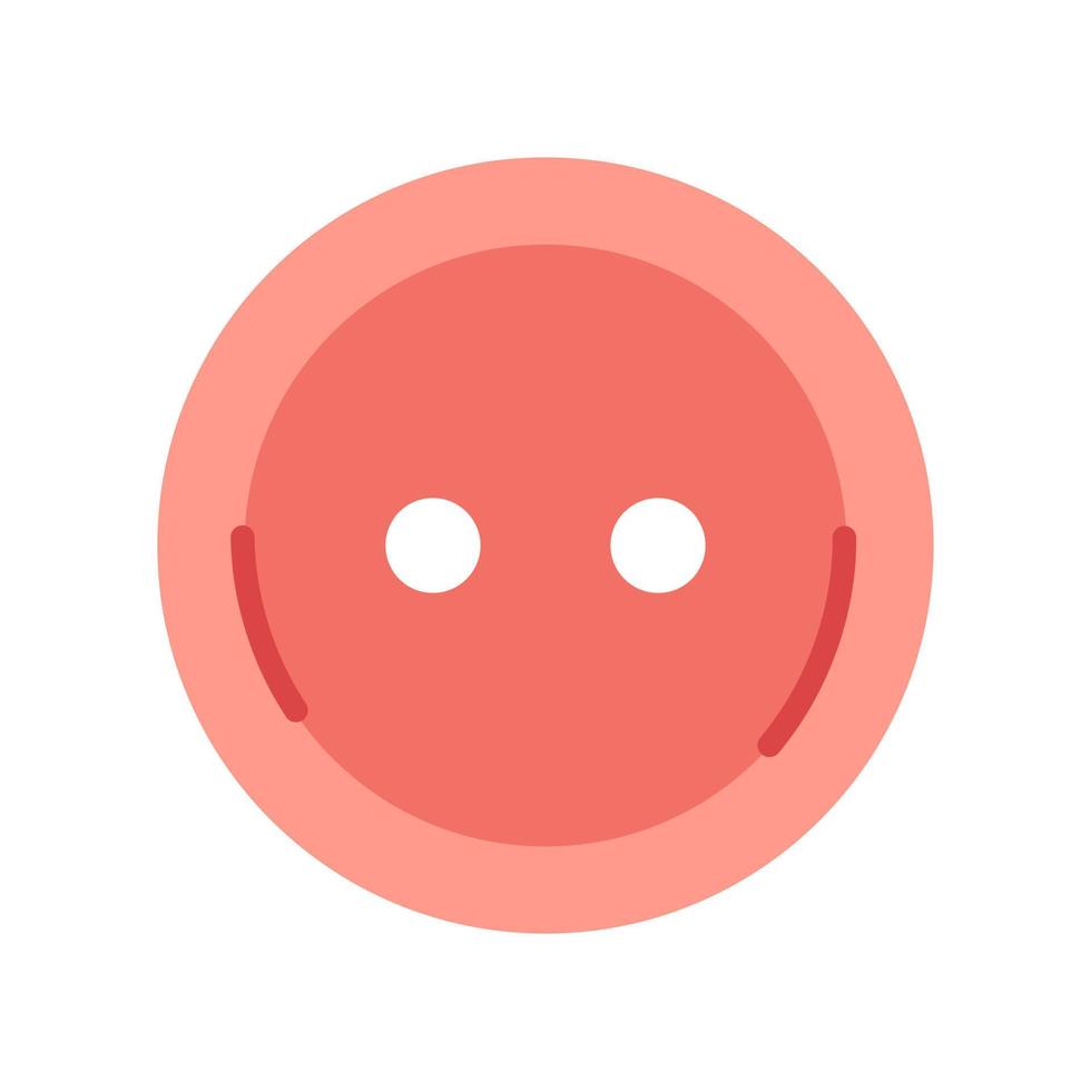 Vector clothing red button with two holes. Sewing button in flat design.