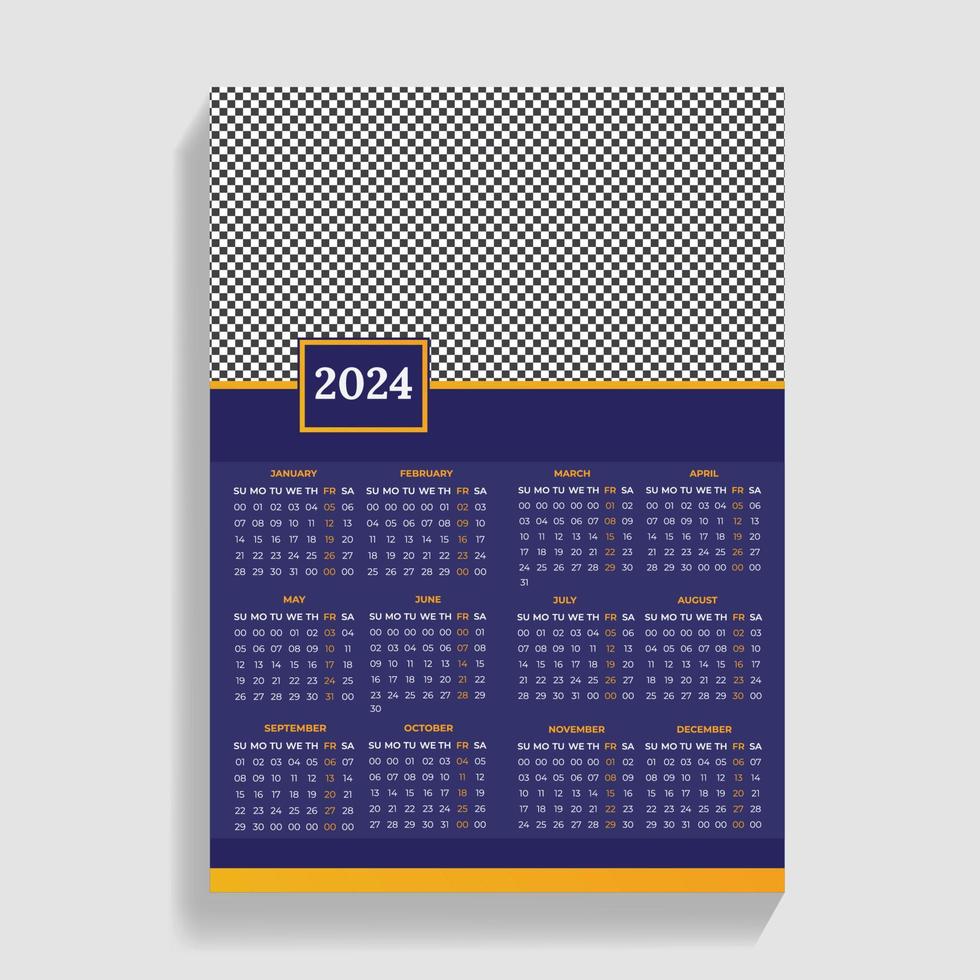 Corporate and business wall calendar design template vector