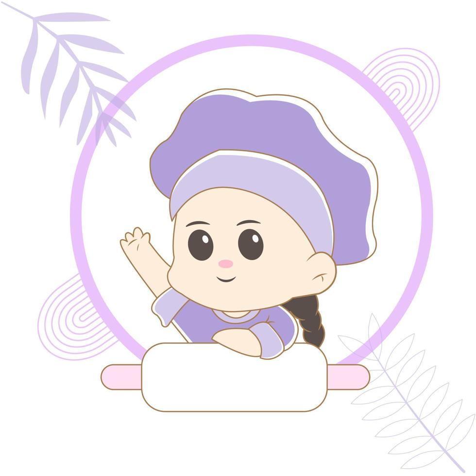 cute chibi chef character vector