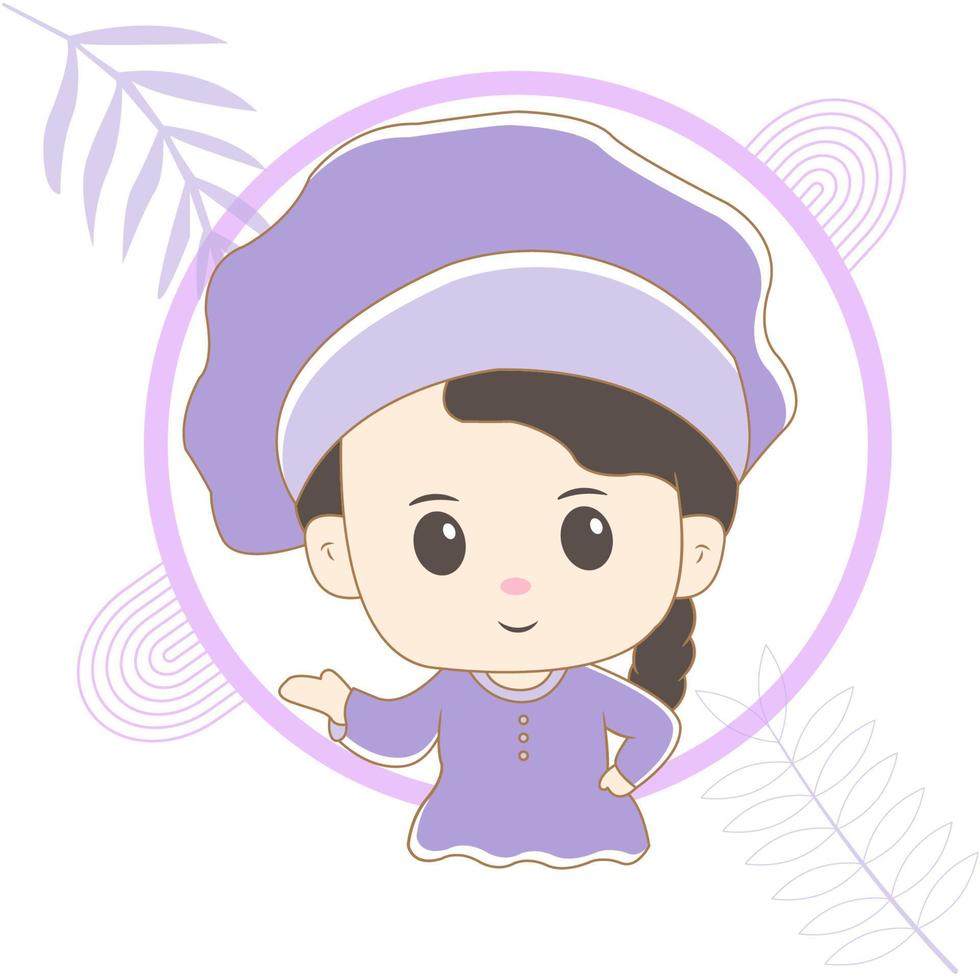 linda chibi cocinero personaje vector