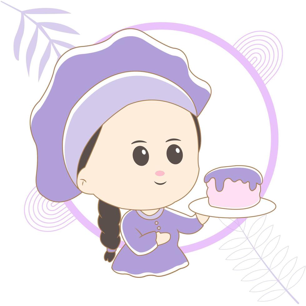 cute chibi chef character vector