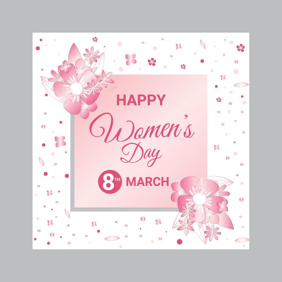 Happy Women's Day 8 march pink color design with flower vector