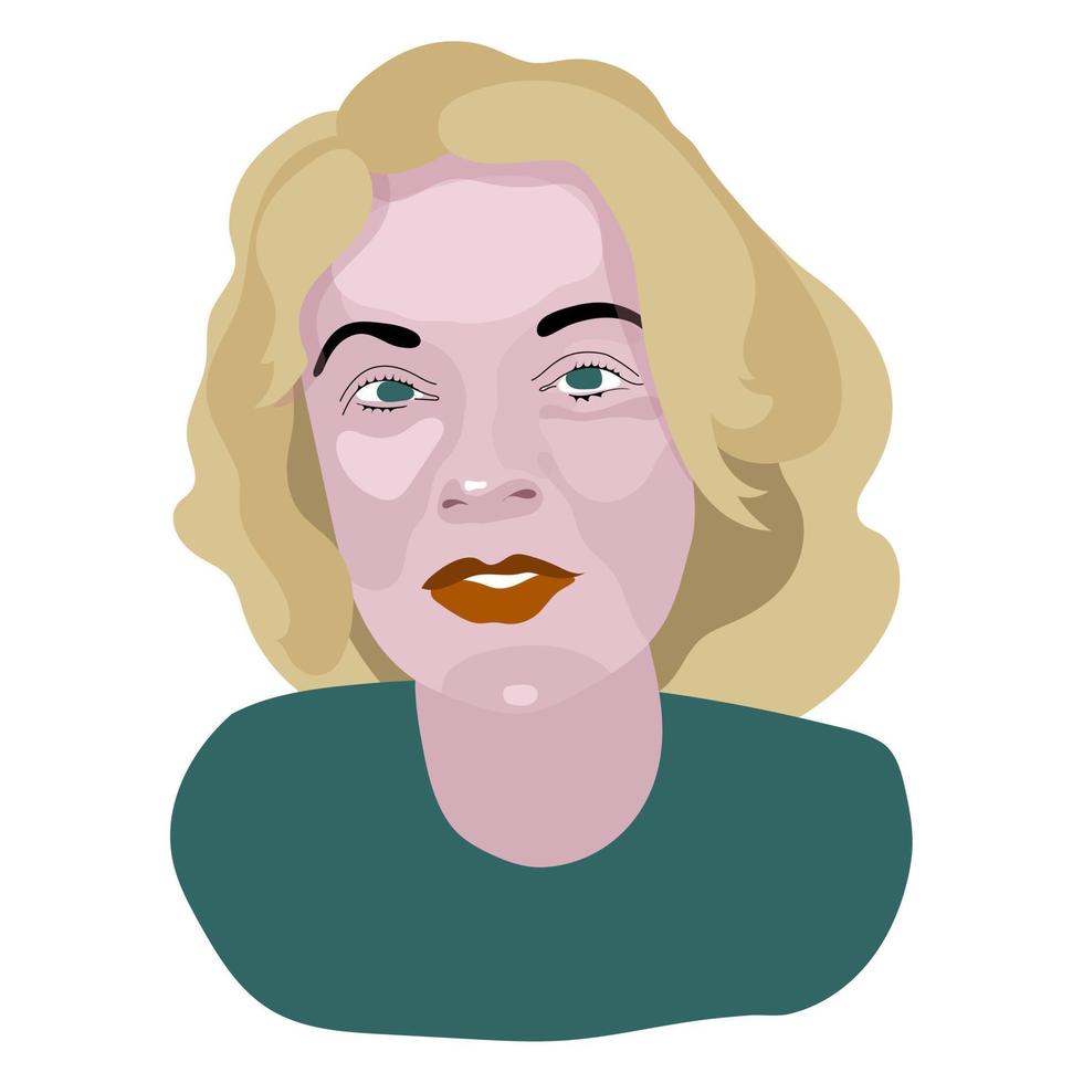 Woman in pastel colors, blonde.  Vector illustration in flat style