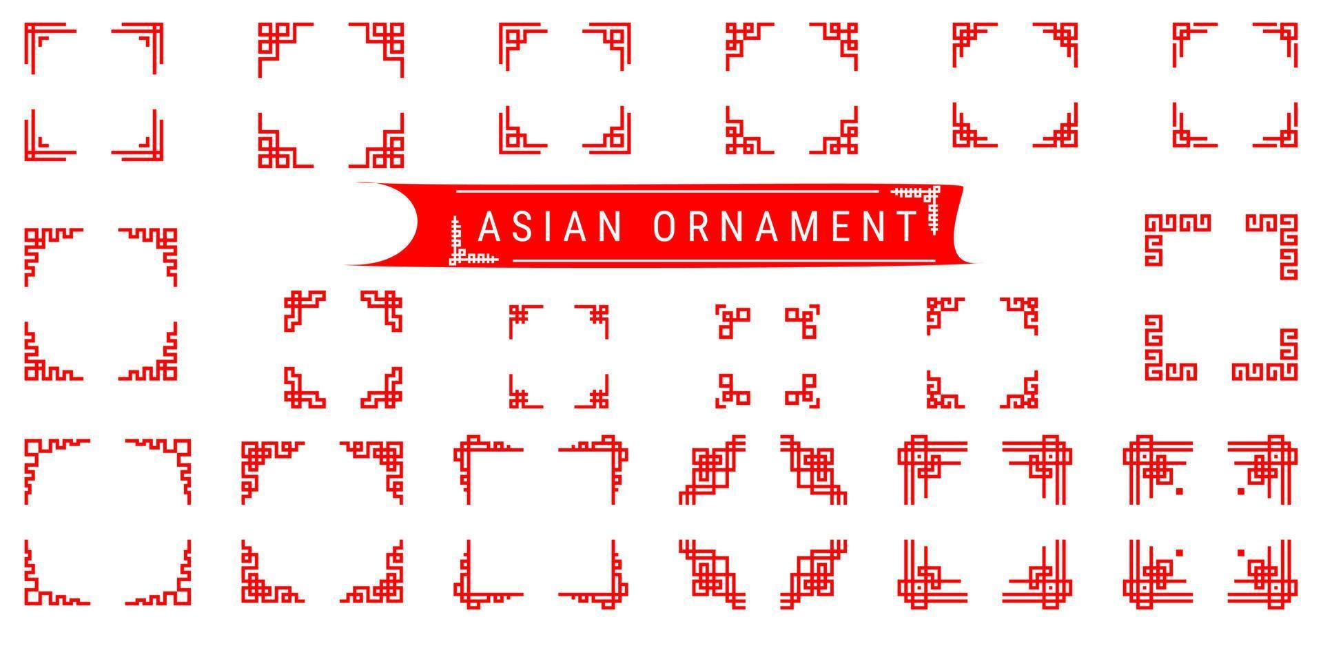 Asian ornament in vector style.  Vintage patterns in traditional Chinese style.  Vector Japanese corners
