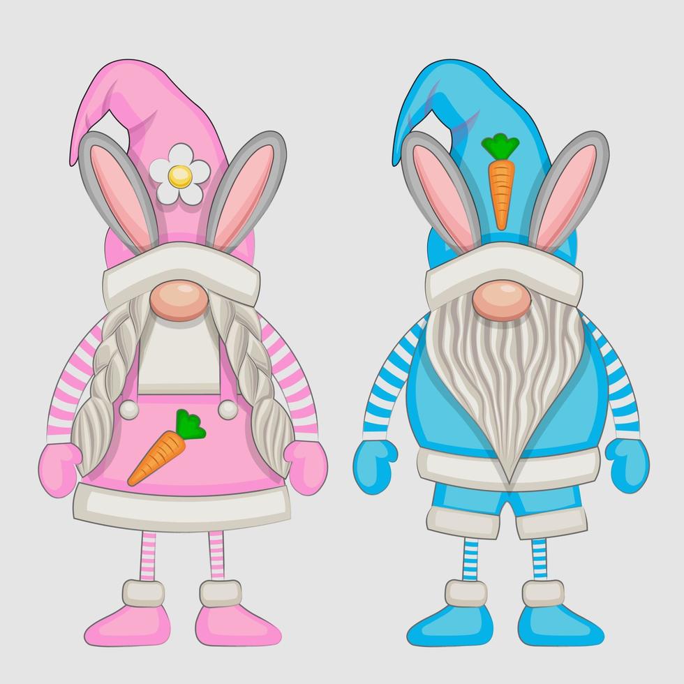 isolated easter gnomes. flat illustration vector