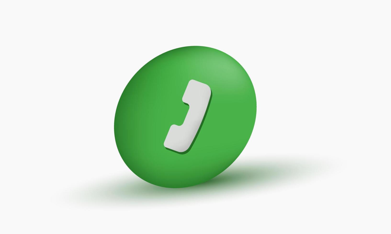 illustration realistic vector icon green phone button call 3d creative isolated on background