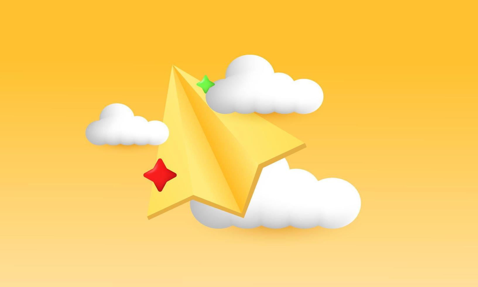 illustration realistic unique icon paper plane mail cloud for send new message 3d creative isolated on background vector