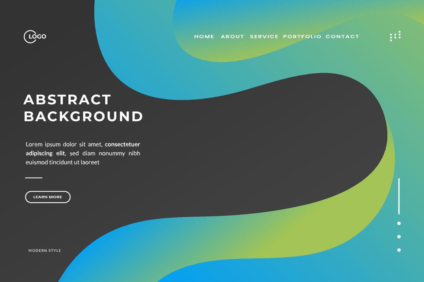 Green Blue Abstract trendy gradient background for landing pages website. Can be used for posters, placards, brochures, banners, web pages vector