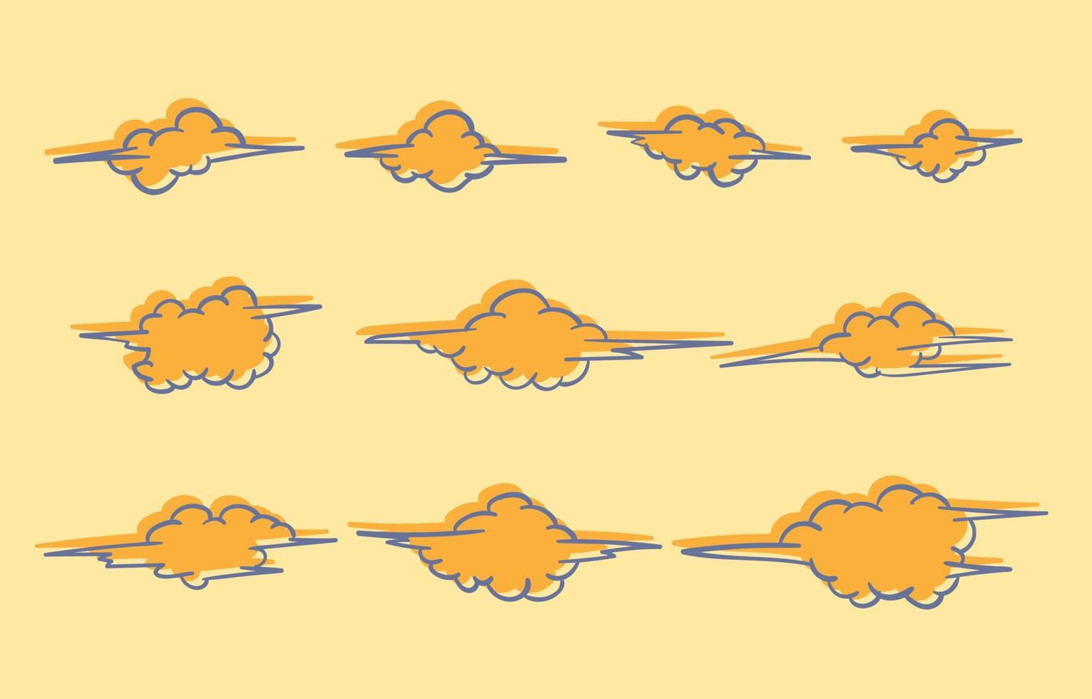 set of doodle clouds vector design element