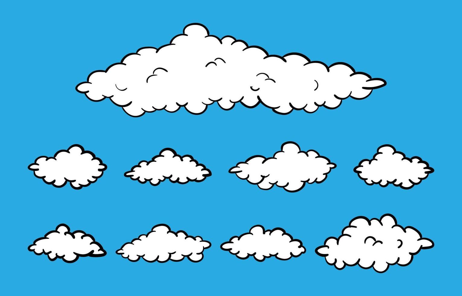 set of doodle white clouds vector design element