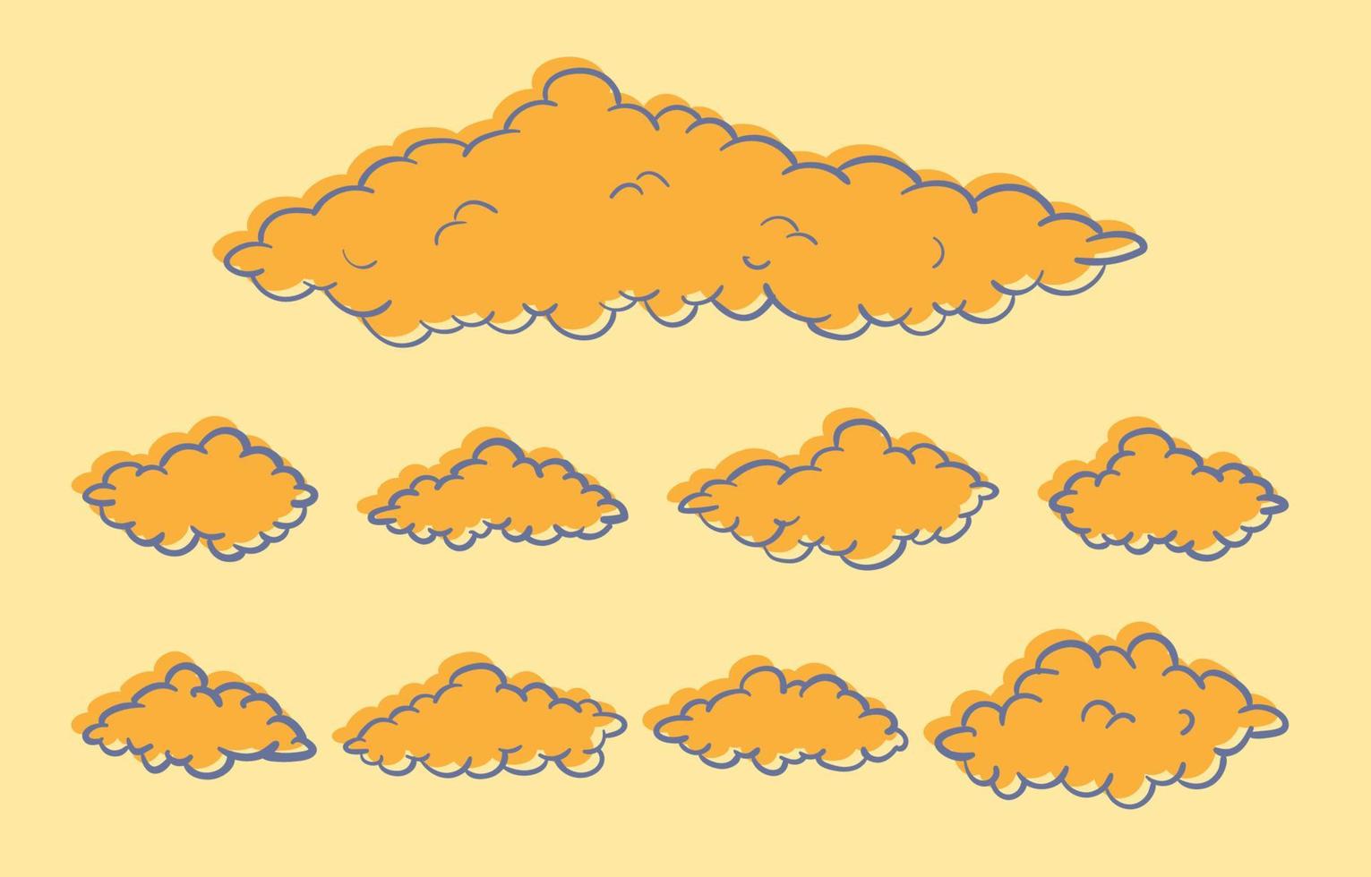 set of doodle clouds vector design element