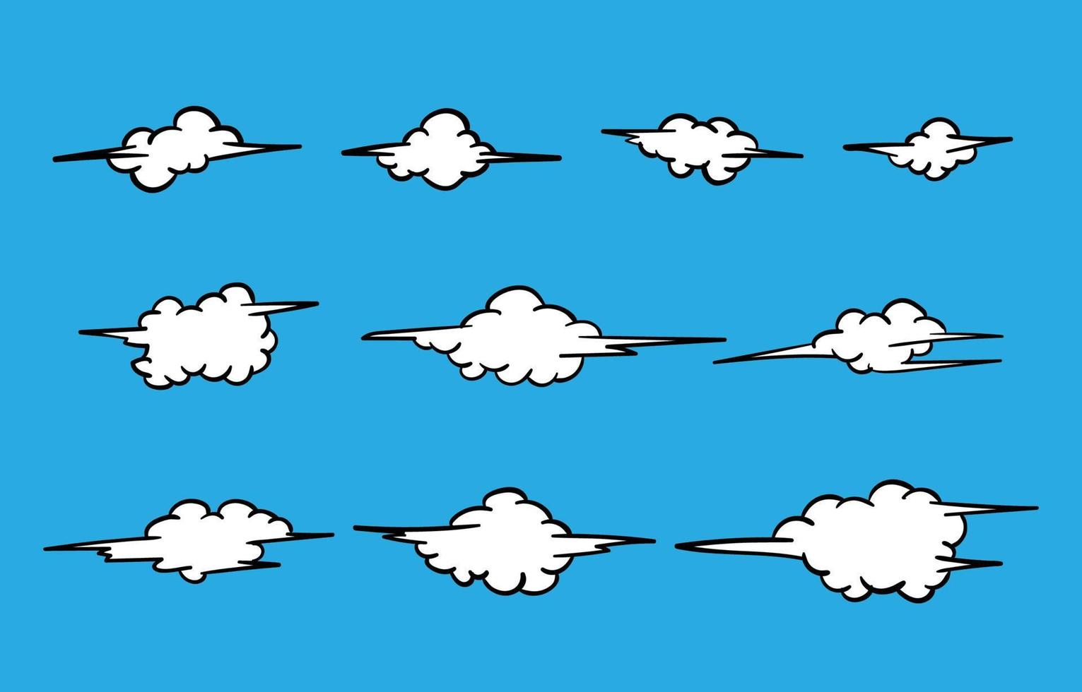 set of doodle white clouds vector design element