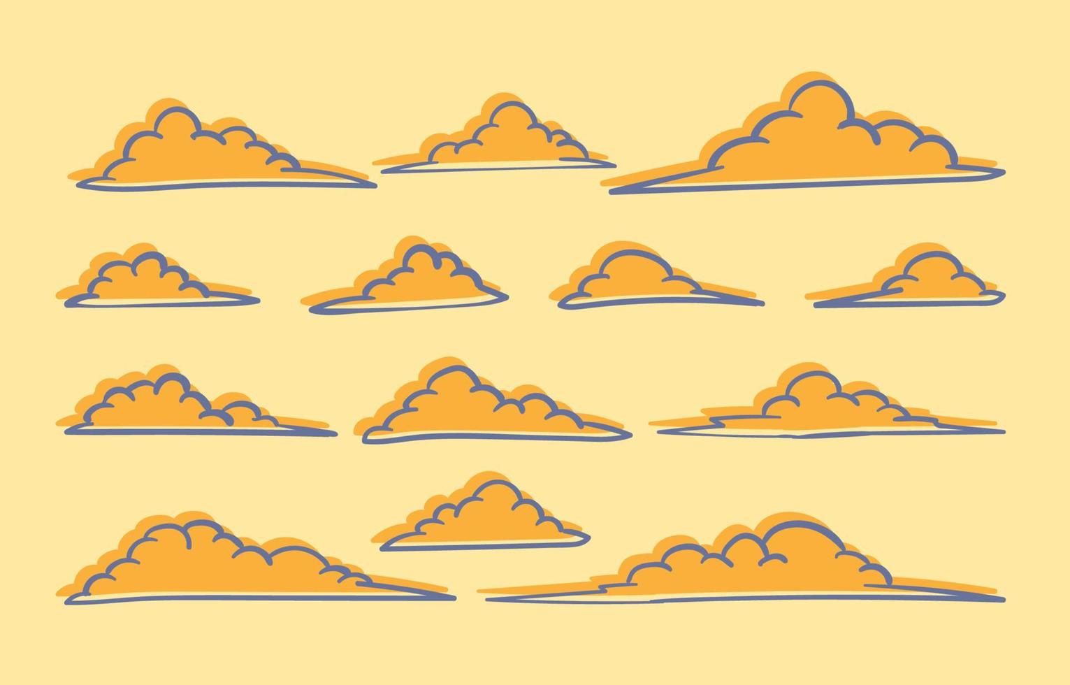 set of doodle clouds vector design element