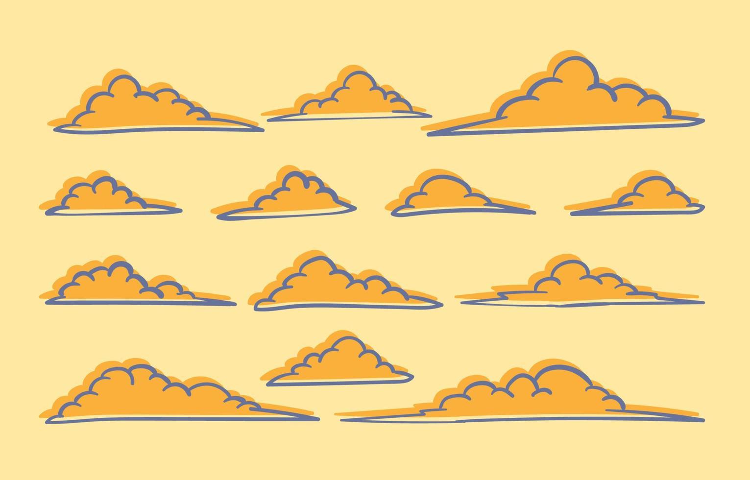 conjunto de garabatear nubes vector diseño elemento